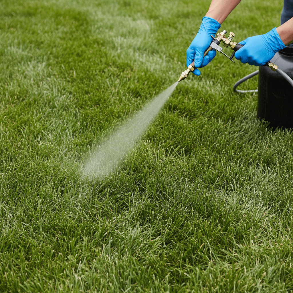 Fertilization application by lawn care professional